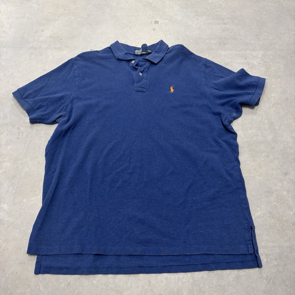 Polo Ralph Lauren Men's‎ XXL Collar Polo Shirt Blue Short Sleeve Pony Preppy